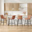 Table de salle à manger en similicuir brun de 2 chaises de hauteur rectangulaire de style Mid-Century, douce et pour tabourets de maison-310598832