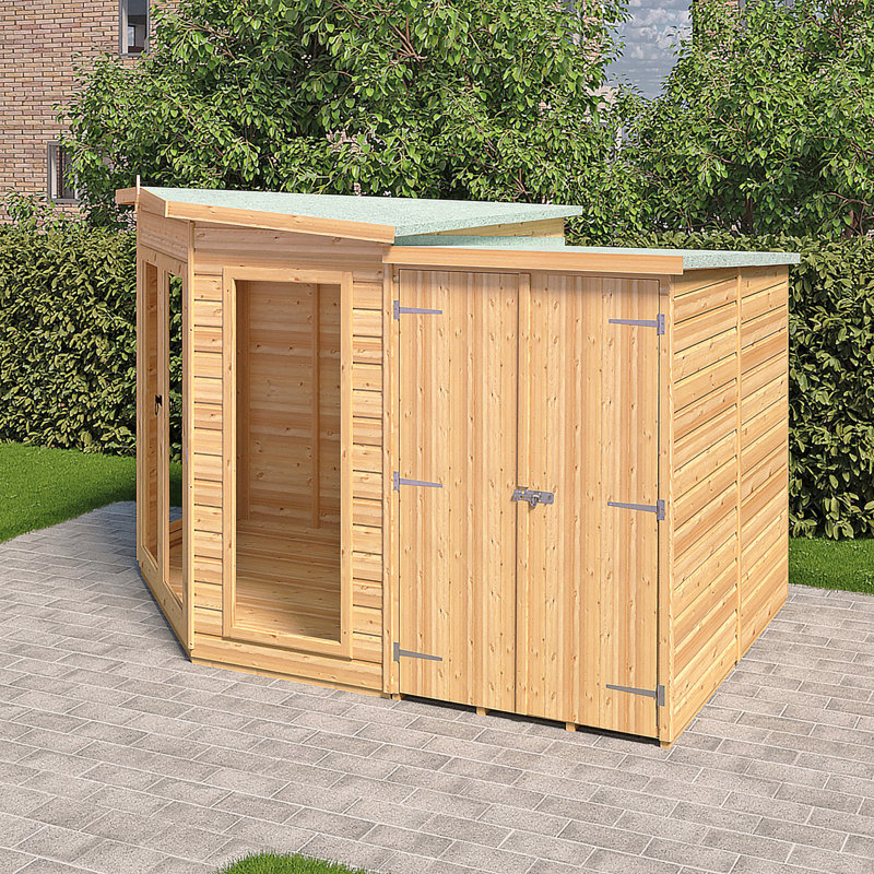 Shire Barclay Corner Summerhouse With Side Shed 7 Ft X 11 Ft