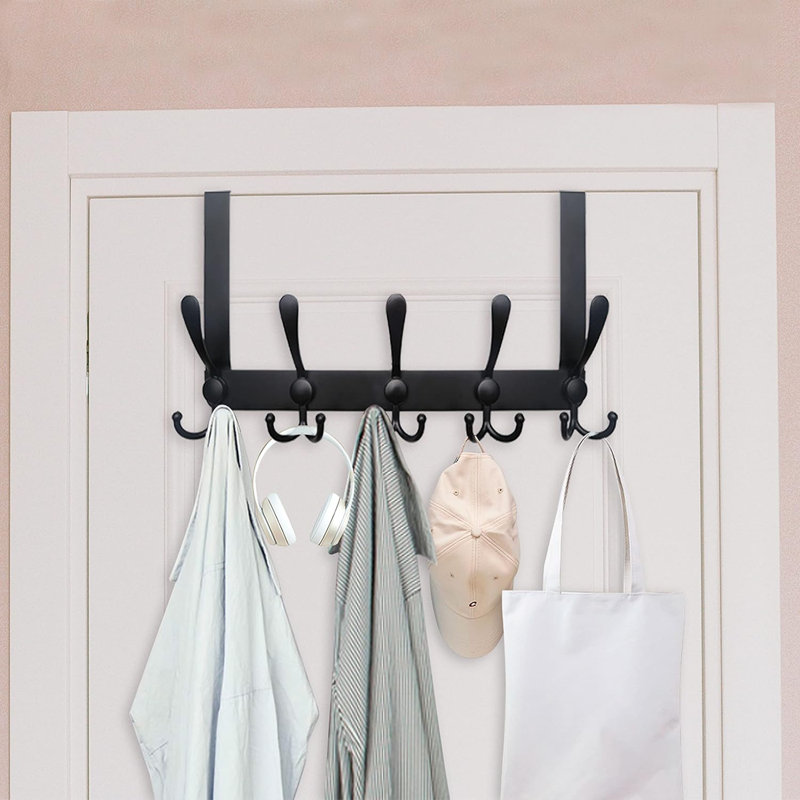 Metal Over-the-Door 5 - Hook Coat Rack, Black