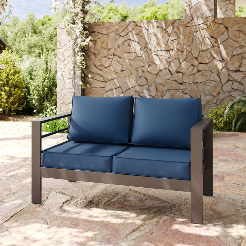 Causeuse en aluminium avec coussin, Gris anthracite, Marine