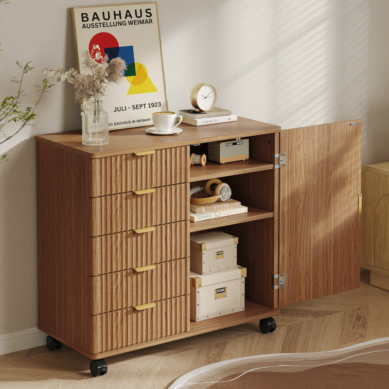31.5cm Wide 5 -Drawer File Cabinet, Brown/Black