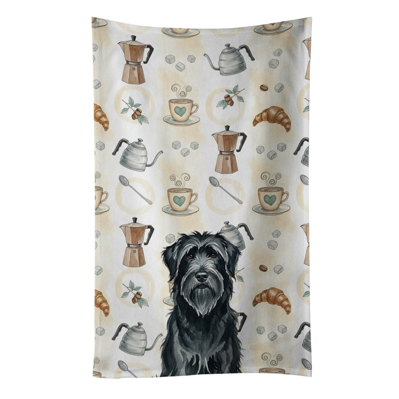 Black Briard Coffee Bar Kitchen Towel, Black Briard