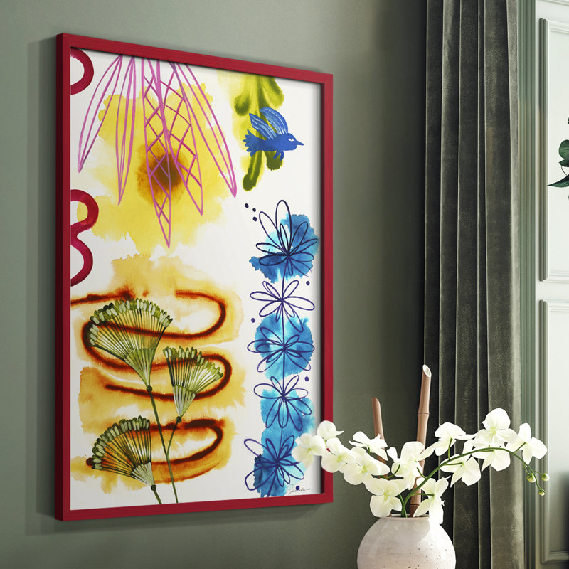 Flower Power I, reproduction encadrée - bois massif, Cadre simple rouge, H 10 po x l 8 po