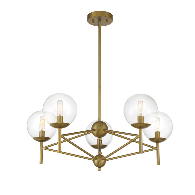Everly Quinn Auresa Soft Brass With Clear Pendant Light