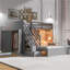 Lit simple superposé au dessus d'un lit double avec escalier de rangement, garde-robe, USB et lit léger, gris-631858783