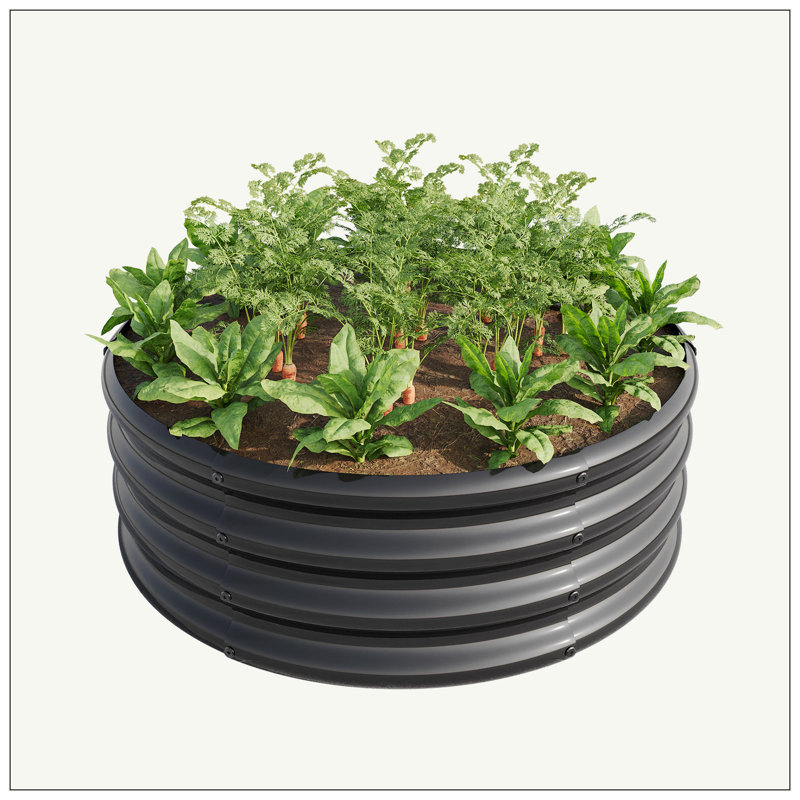 Round Metal Raised Garden Bed, Black, 11.42" H x 32.08" W x 32.08" D