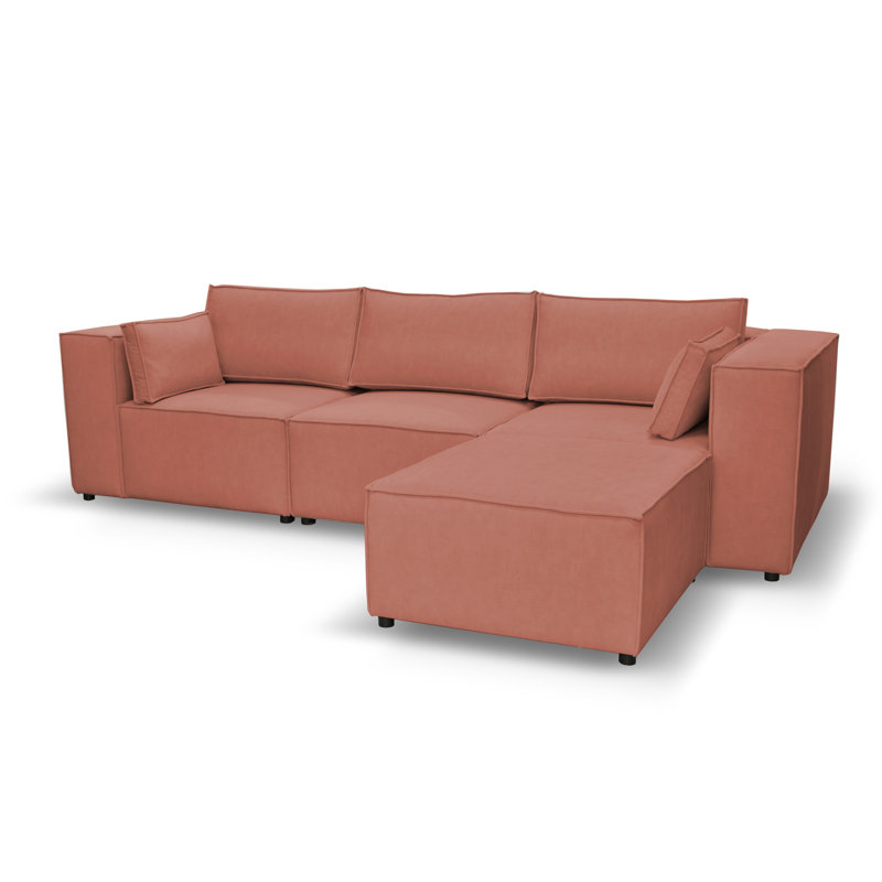 Narvelle 4 Seater Corner Sofa , Right Hand Facing, Pink