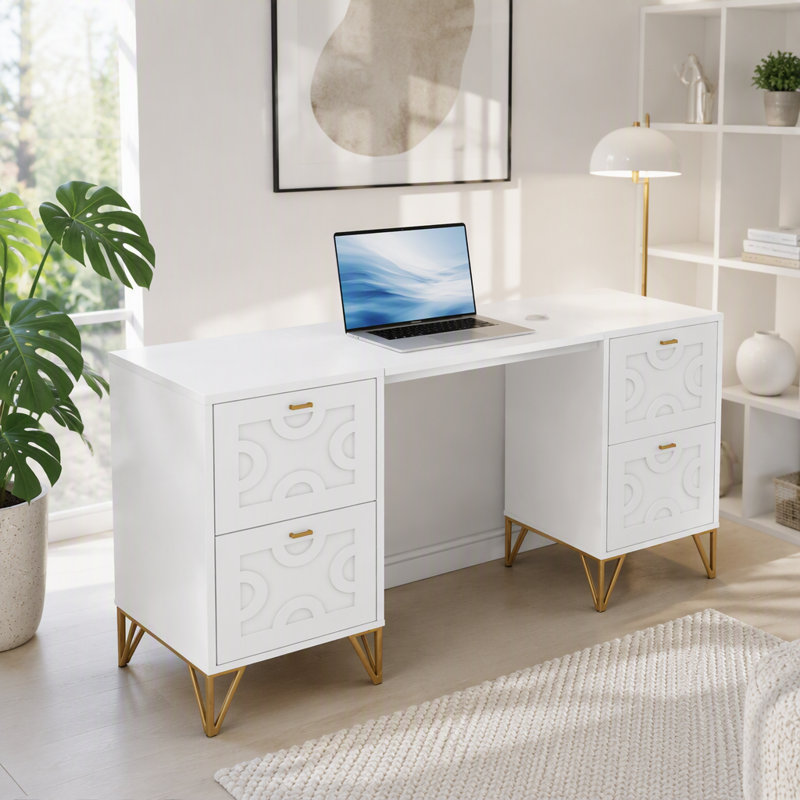 Bureau de bureau élégant, bureau d'ordinateur en bois, bureau de direction pratique