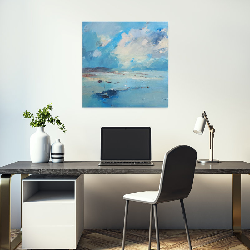 Paysage marin abstrait à marée basse, H 18 po x l 18 po
