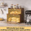 Boîte à pain à double couche en bambou pour comptoir de cuisine, porte-pain, rangement de pain de comptoir avec fenêtre (brun)-604605044