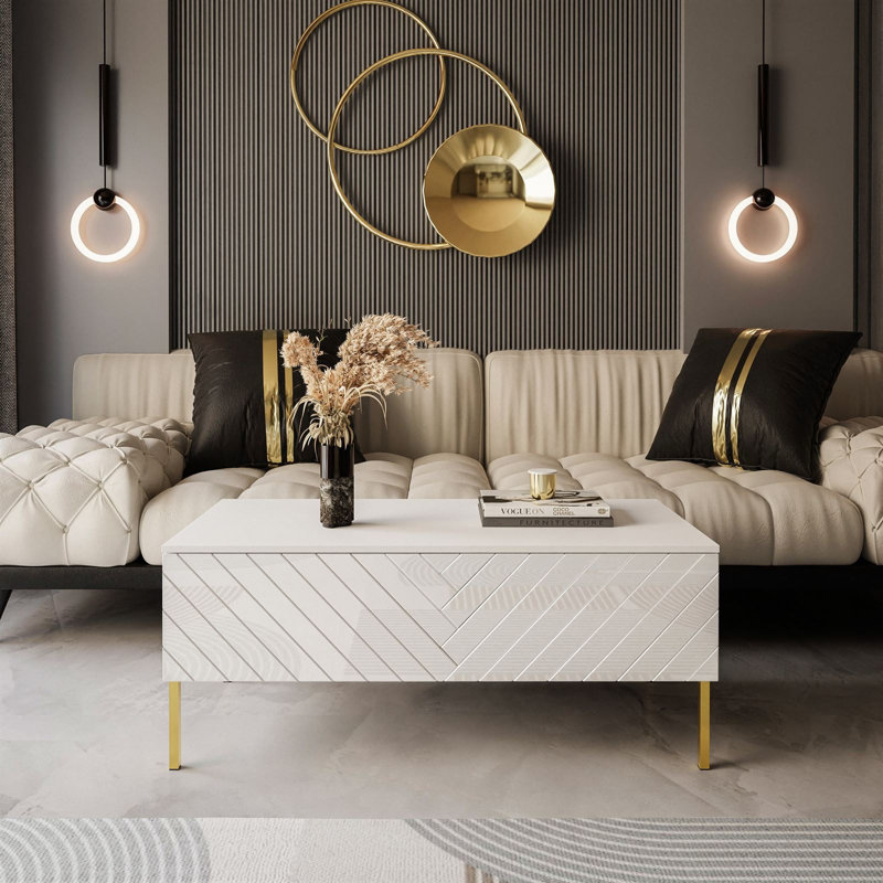 Coffee Table with Storage, White