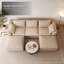 Canapé 3 places en lin kaki avec 2 poufs, ensemble de canapés modulaires rembourrés