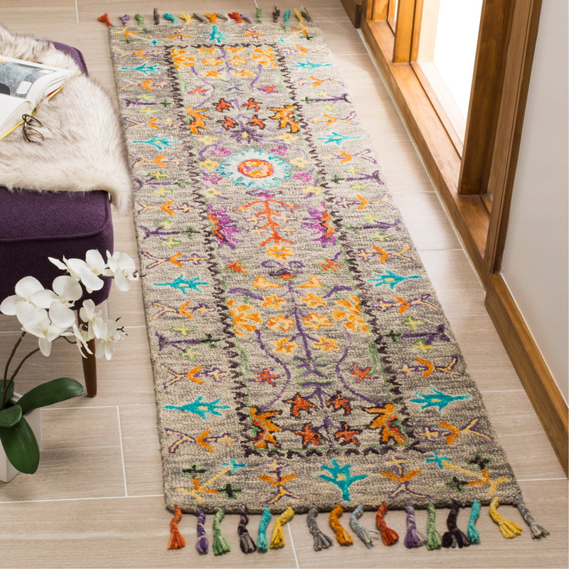 Tapis floral en laine touffeté à la main Broadmoor Blossom, Tapis de couloir 2 pi 3 po x 14 pi