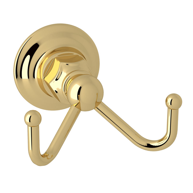 Country Bath Wall Mounted Robe Hook, Unlacquered Brass