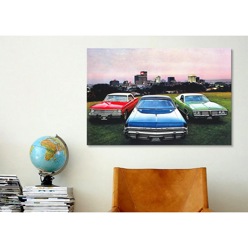 «Dodge Monaco, charger, fléchette» par Lyall, reproduction de photo sur toile, H 12 po x l 18 po x P 1,5 po, Toile tendue