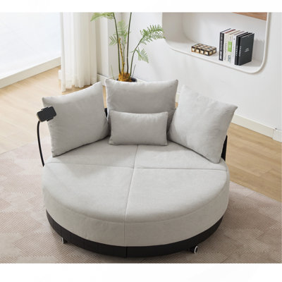 52.75" Oversized Round Swivel Chair Sofa