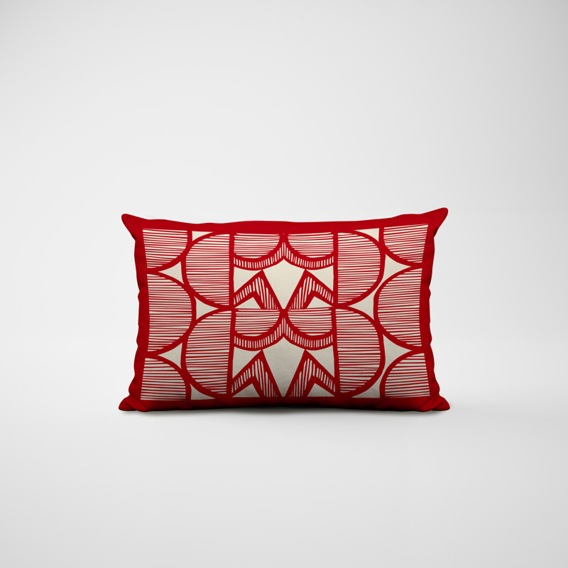 Polyester/Polyester Blend Lumbar Rectangular Indoor/Outdoor Pillow Cover & Insert, Red