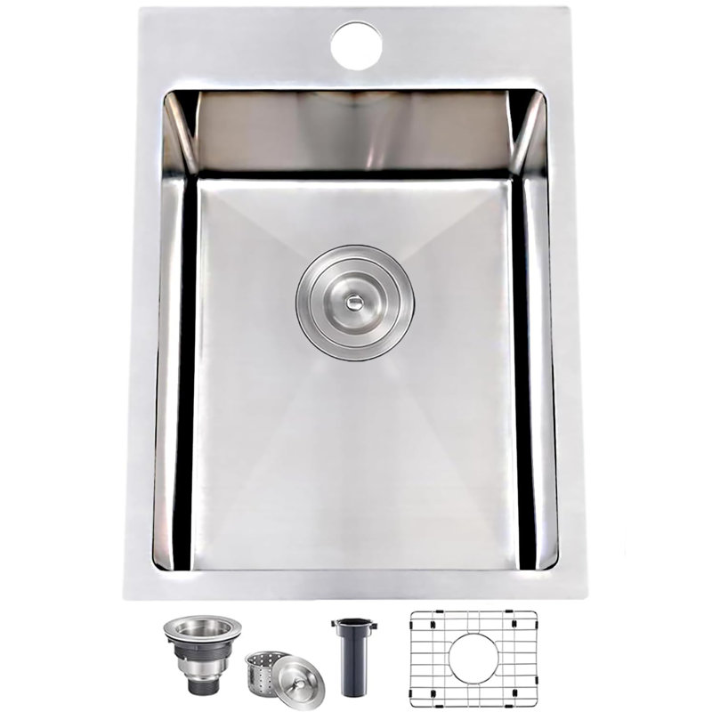 Évier de cuisine et évier de bar standard en acier inoxydable calibre 18, Acier inoxydable / nickel brossé
