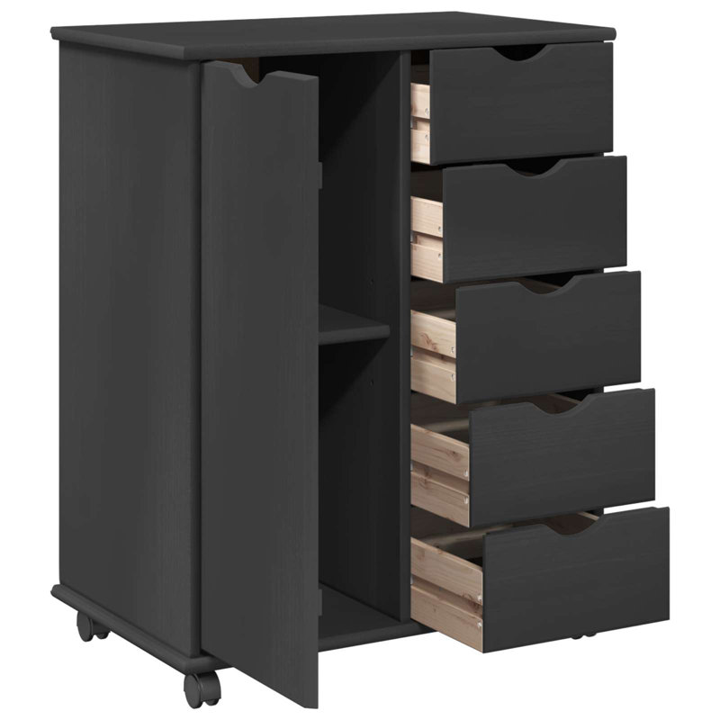 Solid Wood Rectangle Accent Cabinet, Grey