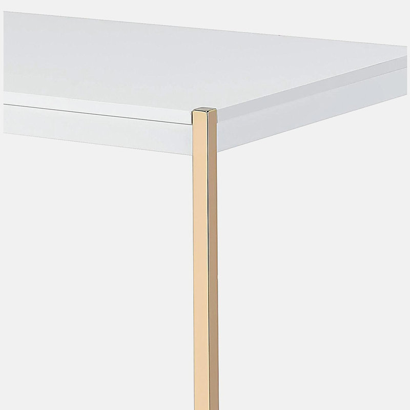 White gold writing desk with USB interface
