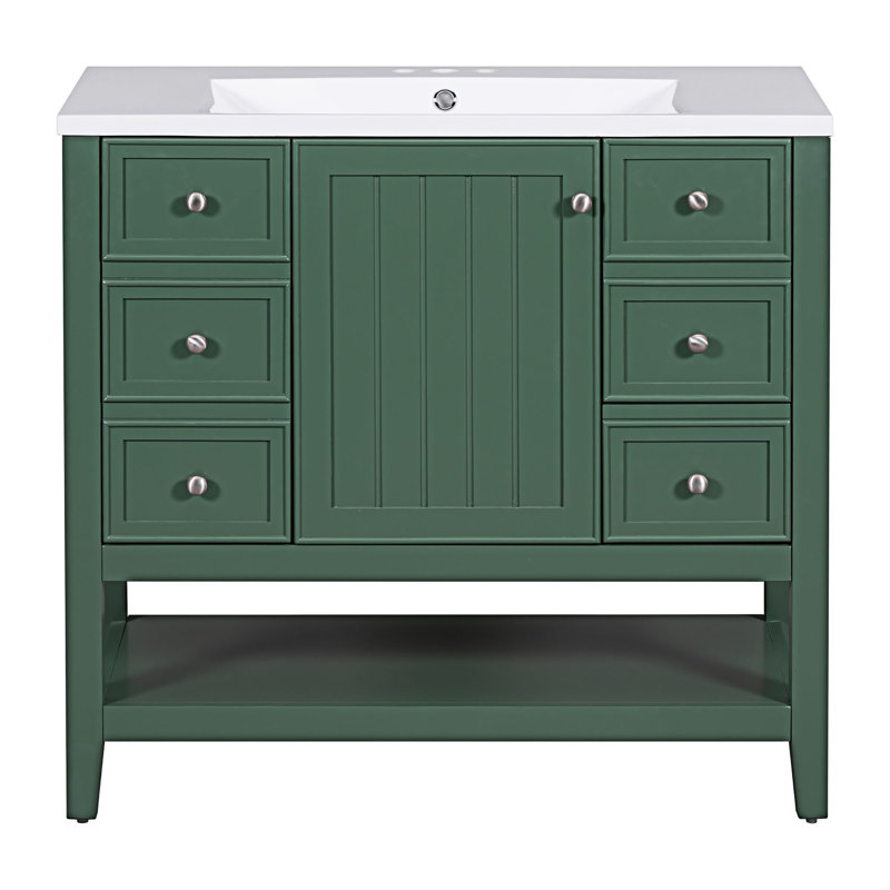 Meuble-lavabo de salle de bain avec lavabo, Vert