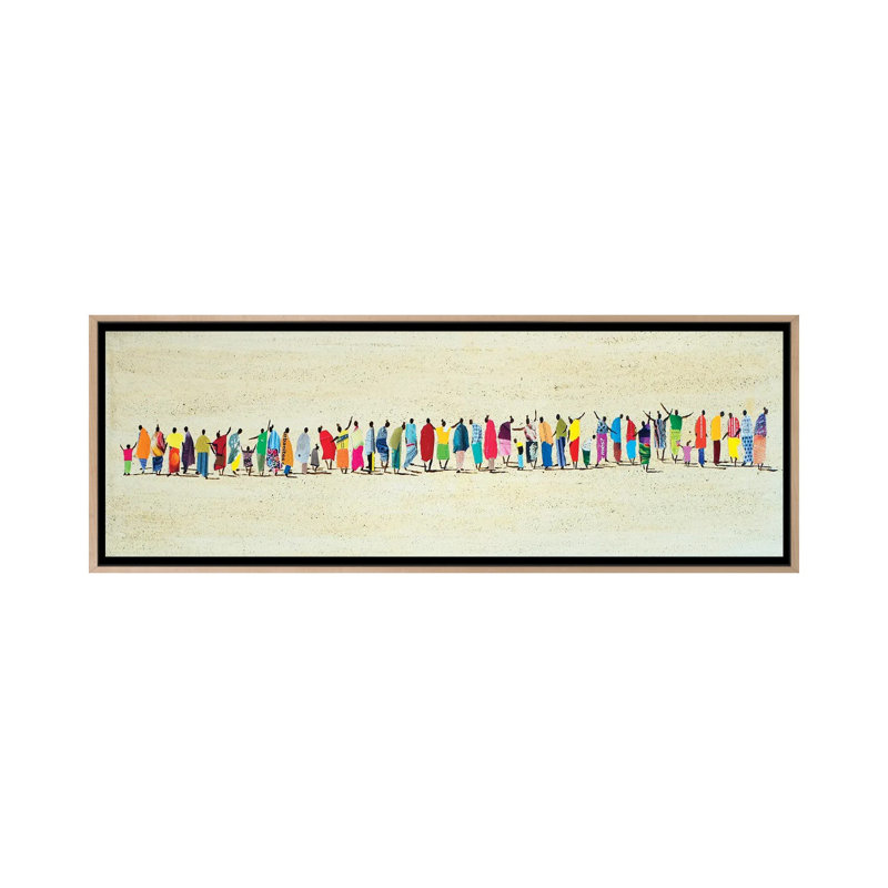 «African People In Line», reproduction d'art murale encadrée, H 16 po x l 48 po, Reproduction encadrée sans passe-partout