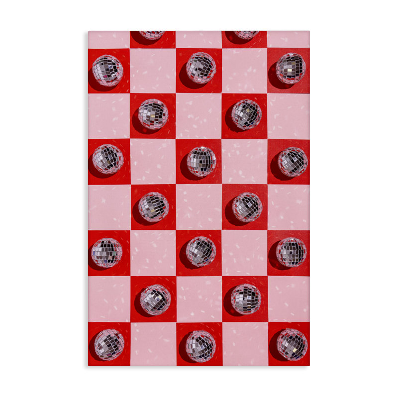Toile à carreaux à motif de boules disco par Lish Creative, H 24 po x l 16 po