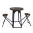 Domenique Accent Tables Metal Fir Wood Iron Space-Saving Folding Stools 30x30x41 Inches Brown Finish Home Office Bedroom Living Room Set of 3