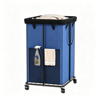 150L Rolling Laundry Basket with Handles,Laundry Hamper with Wheels,Blue