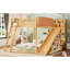 Grand lit mezzanine avec tête de lit tapissier et tablettes de rangement, complet avec échelle et glissade, naturel-1563436328-1563436330