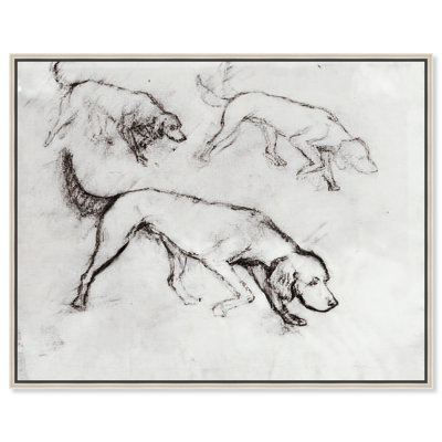Chiens qui courent sur toile, art rétro par Art Remedy