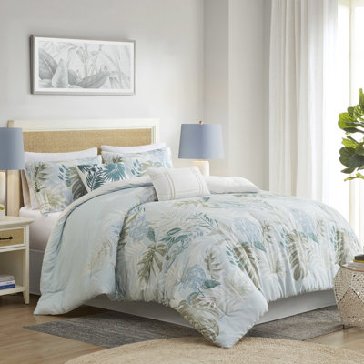 Édredon en coton avec coussins décoratifs, bleu, très grand, imprimé tropical, surdimensionné lavable, coussin décoratif carré bleu, facile d'entretien