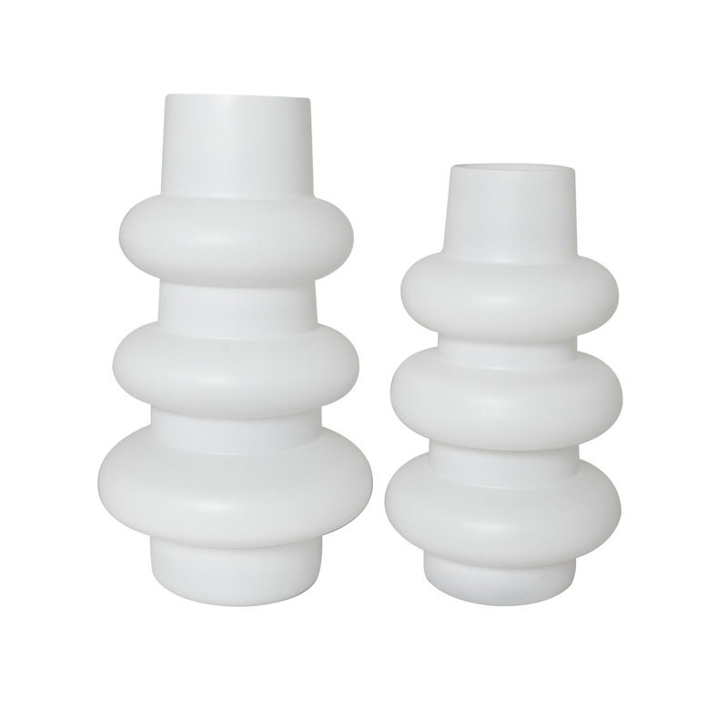 White Glass Novelty Table Vase Set of 2