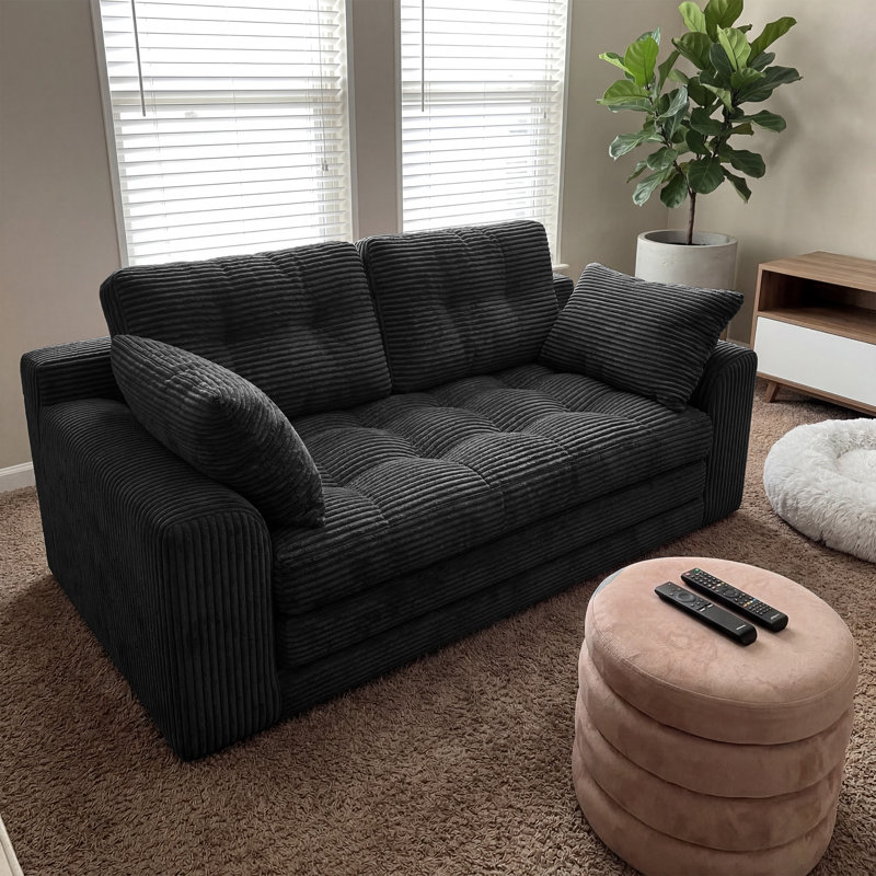 Boneless Convertible Folding Sofa Bed, Sponge Floor Couch with Pillows for Small Space Living Room Bedroom, No-Assembly Required