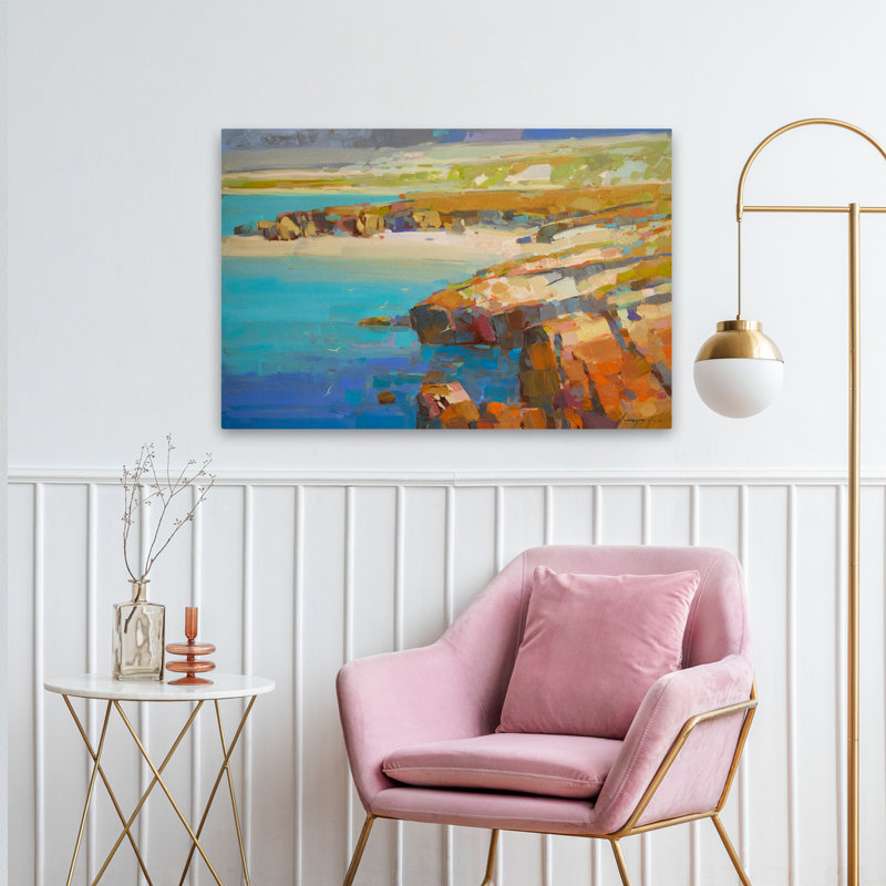 «Ocean Side Beache», art océanique, art côtier, art abstrait contemporain, H 36 po x l 24 po