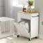 Îlot de cuisine roulant, armoire à poubelle basculante, blanc