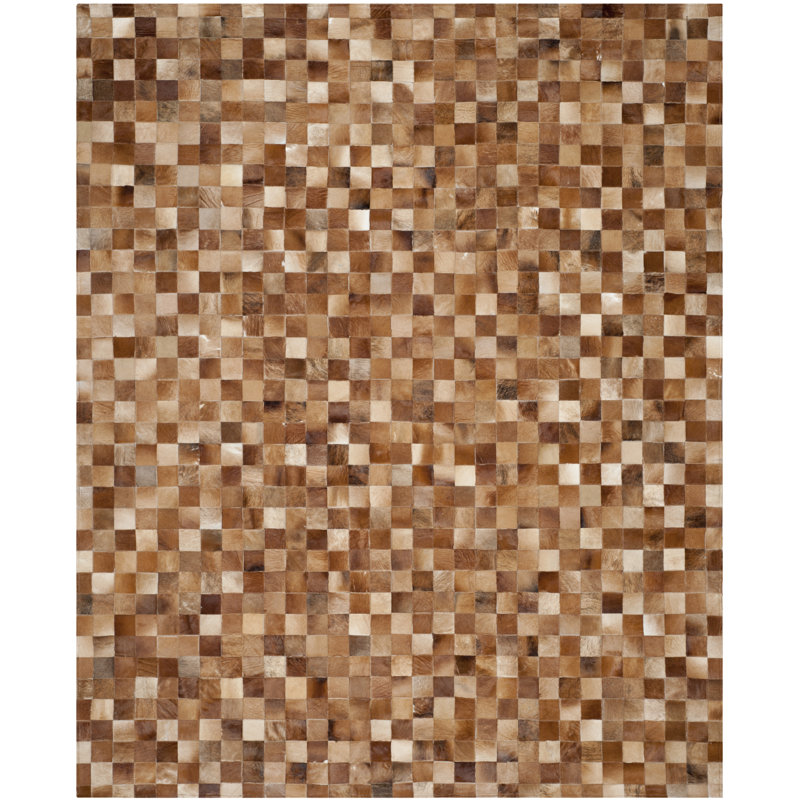 Barr Hand Woven Leather Brown/Light Brown Rug