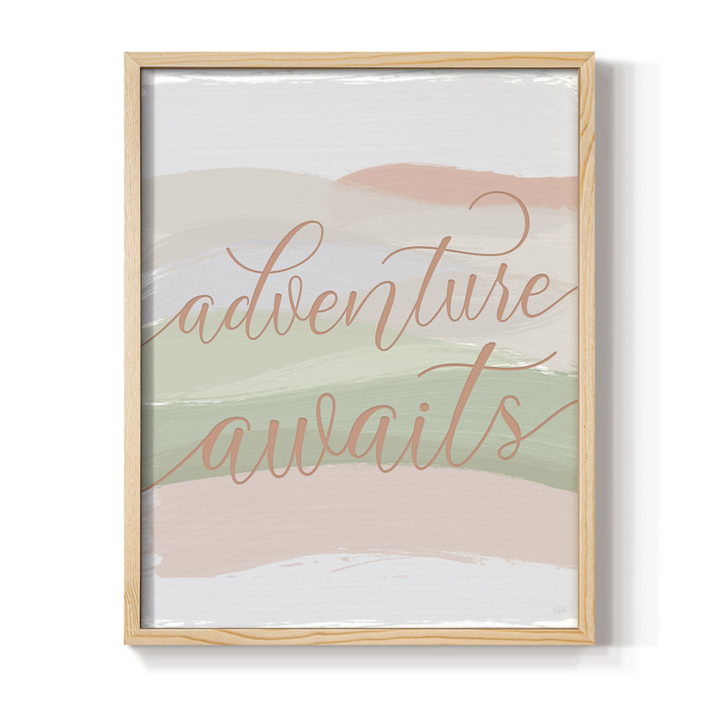 Adventure Awaits Framed Print - Solid Wood, Natural, 11" H x 9" W