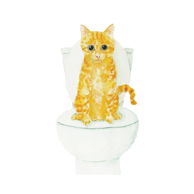 Chat orange sur la toilette par Alexey Dmitetchich Shmyrov - reproduction, H 18 po x l 12 po x 1,5 po