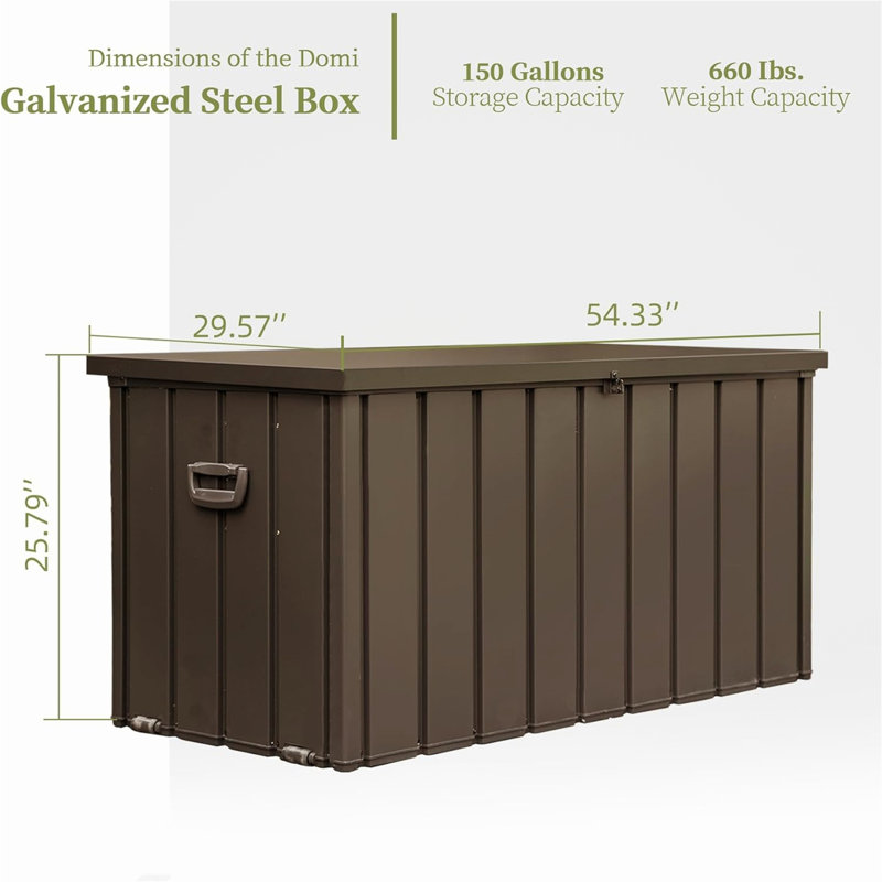 Creationstry Waterproof Outdoor Lockable Storage Deck Box,Large Patio Storage Bin with Throw Pillows, Brown, 150 quarts