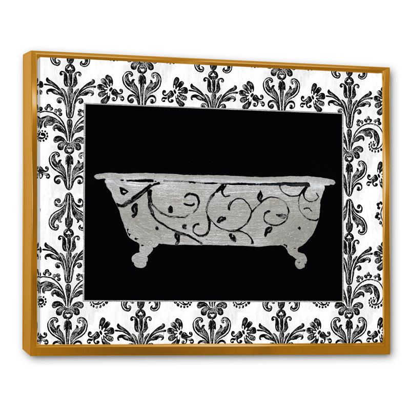 Paris Hotel Bathroom I Print, 16" H x 32" W x 1" D, Gold Floater Framed Canvas