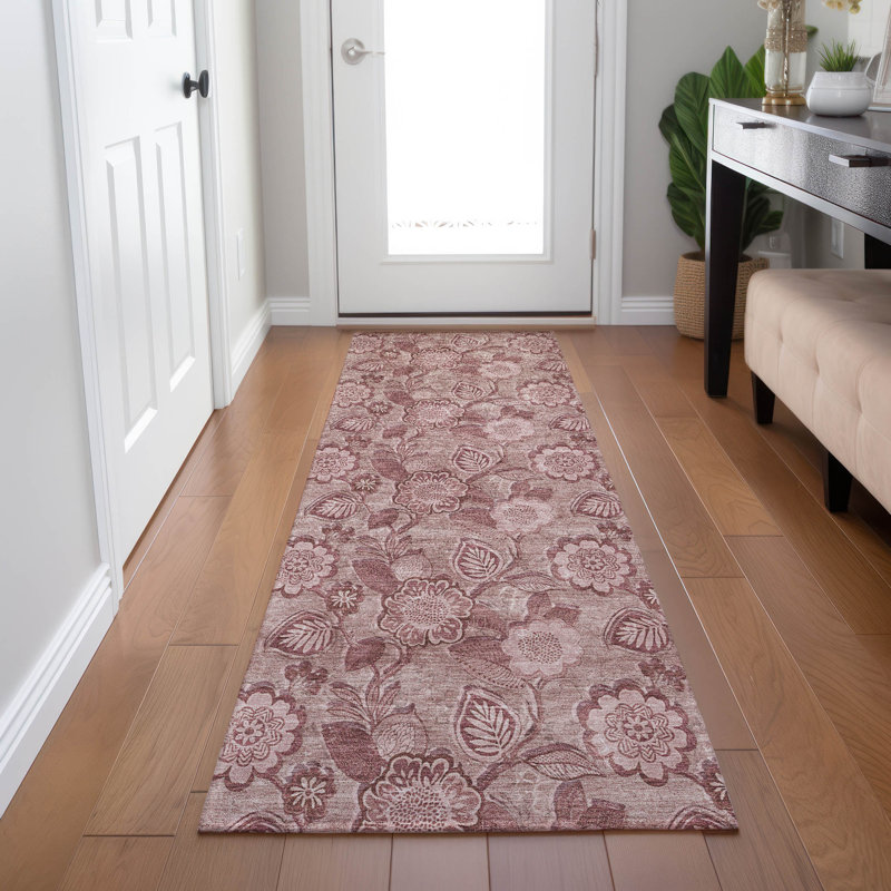 Machine Washable Indoor/Outdoor Xhevrie Blush Rug, Runner 2'3" x 7'6"