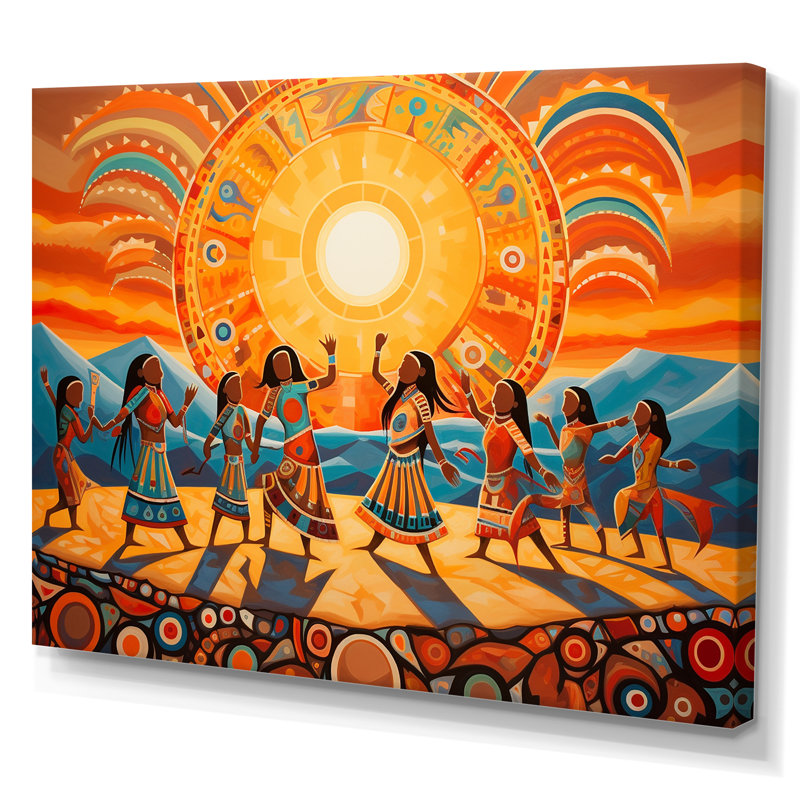 Danse amérindienne du soleil, impression sur toile, H 30 po x l 40 po x P 1,5 po, Toile tendue