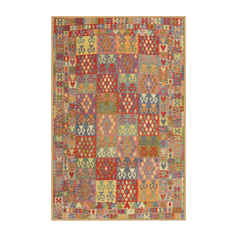 Tapis beige / brun / bleu Southwestern, Rectangle 5 pi x 7 pi
