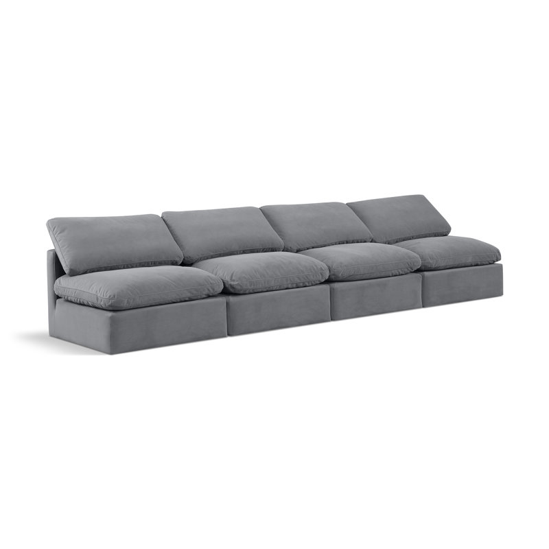 Itala 140'' Velvet Sofa, Grey Velvet