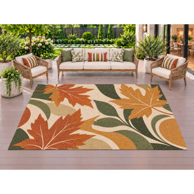 Tapis d'extérieur 5' x 7' en érable, épais, solide, imperméable, en PVC bouclé, tapis de patio robuste, tapis intérieur/extérieur à séchage rapide pour porche, terrasse, balcon, entrée, camping-car.