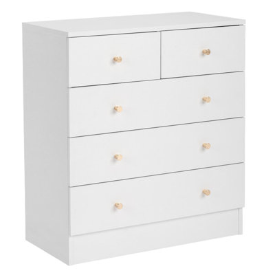 Small White 5-Drawer Dresser, 26" Wide  Nursery & Bedroom Chest, Rose-Gold Handles, Anti-Tip Mercer41