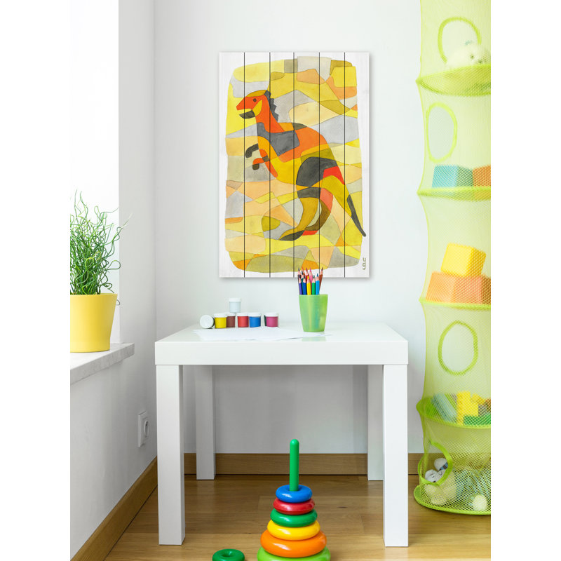 «Dinosaur 1», reproduction d'art, H 45 po x l 30 po, Bois blanc