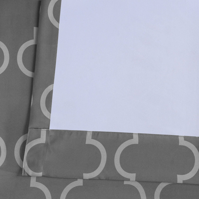 Roth Room Modern Chic Trellis Darkening Curtains for Bedroom - Living Room  Single Panel, Gray and Silver, 50" x 96"