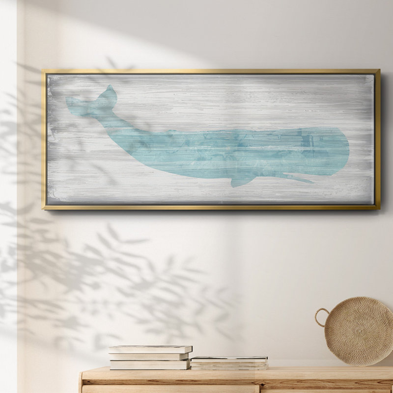 Whale IV- Framed Canvas, 12" H x 30" W